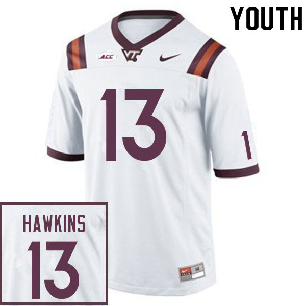 Youth #13 Ny'Quee Hawkins Virginia Tech Hokies College Football Jerseys Sale-White